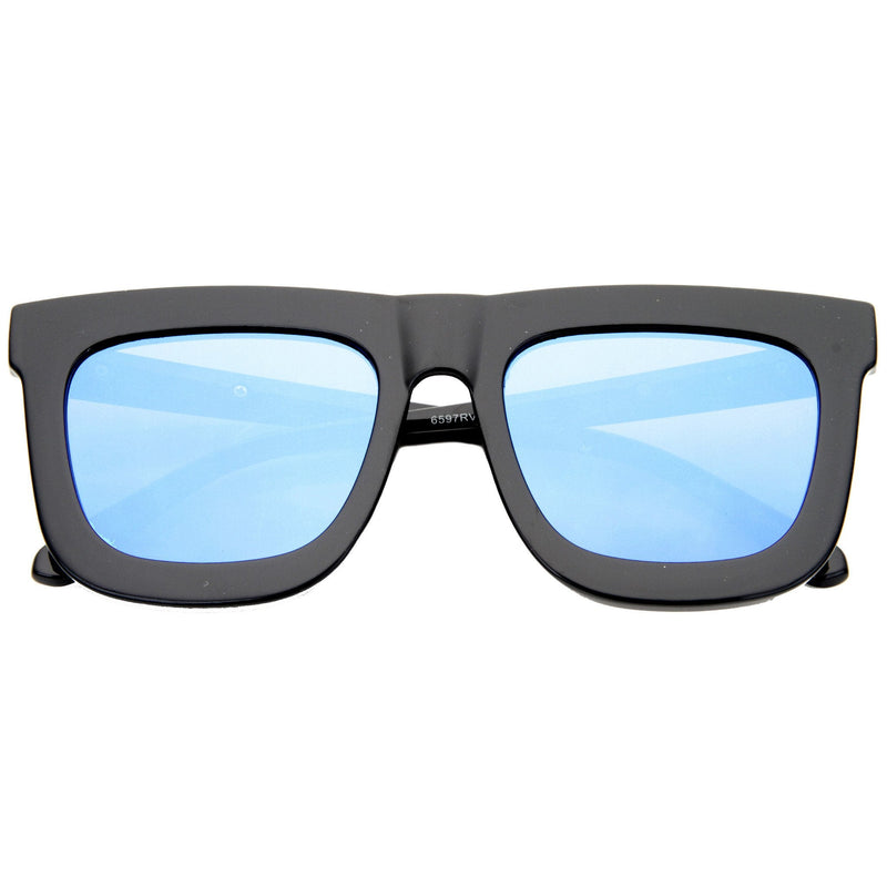 zeroUV Hipster Flat Front Square Horned Rim Mirror Lens Sunglasses A143 Sunglasses