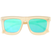 zeroUV Hipster Flat Front Square Horned Rim Mirror Lens Sunglasses A143 Sunglasses