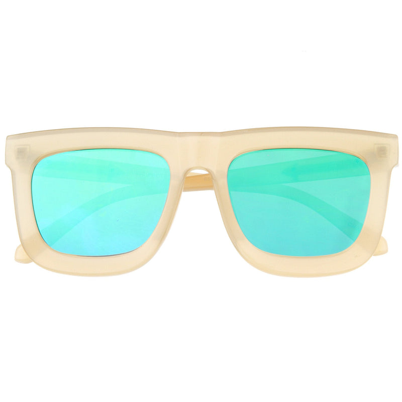 zeroUV Hipster Flat Front Square Horned Rim Mirror Lens Sunglasses A143 Sunglasses