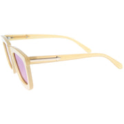 zeroUV Hipster Flat Front Square Horned Rim Mirror Lens Sunglasses A143 Sunglasses