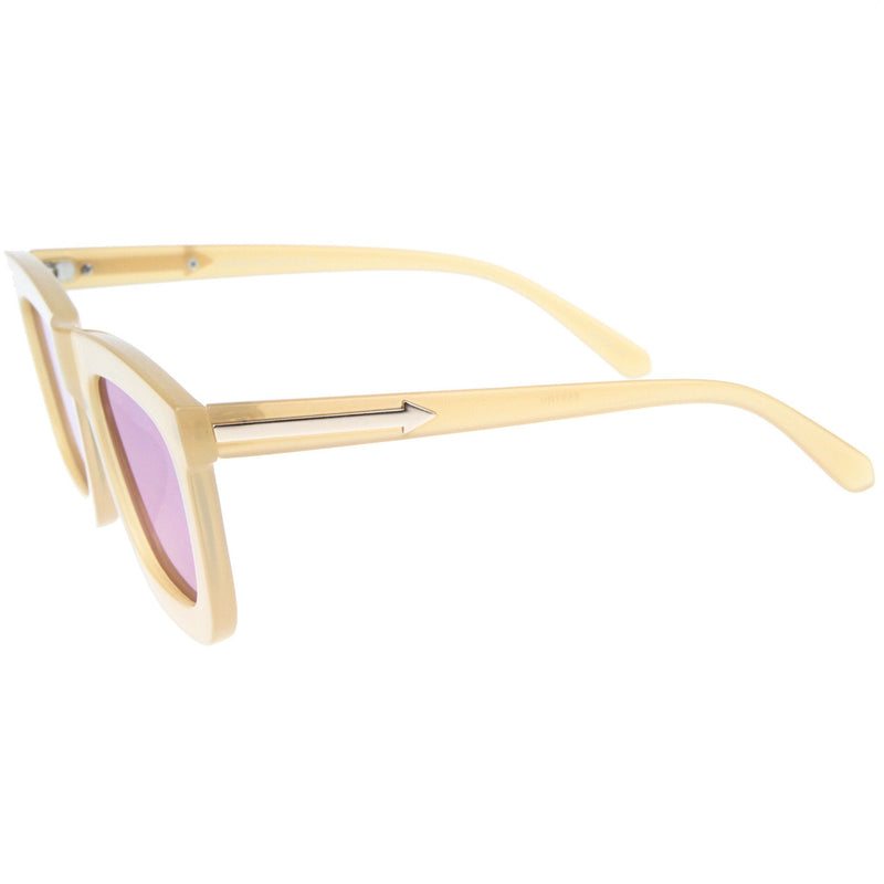 zeroUV Hipster Flat Front Square Horned Rim Mirror Lens Sunglasses A143 Sunglasses