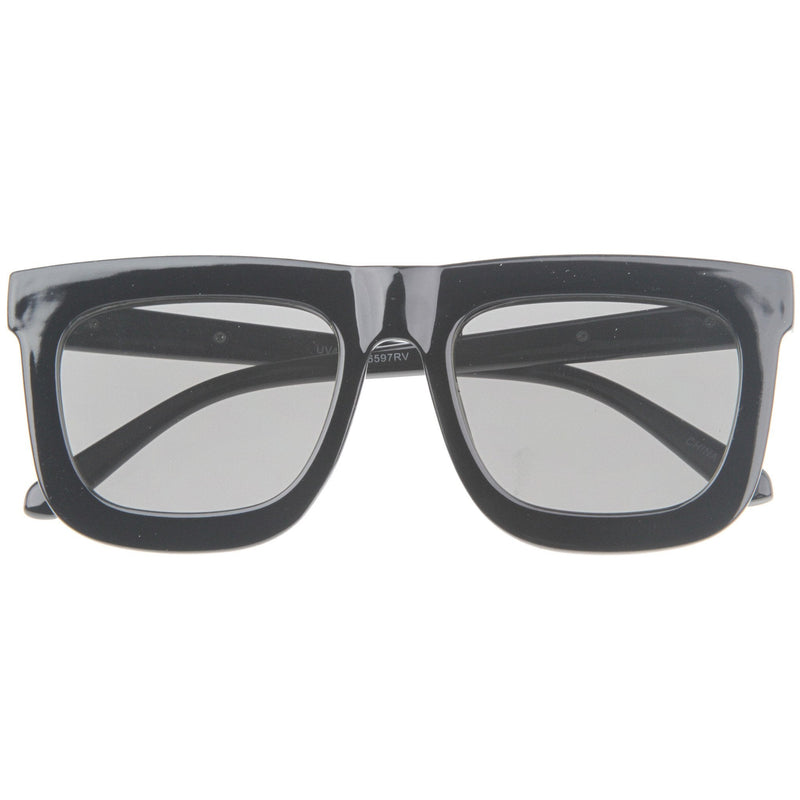 zeroUV Hipster Flat Front Square Horned Rim Mirror Lens Sunglasses A143 Sunglasses