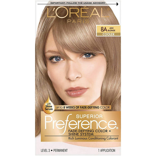 Loreal Loreal L'Oréal Paris Superior Preference Permanent Hair Color, 8A Ash Blonde Hair Color