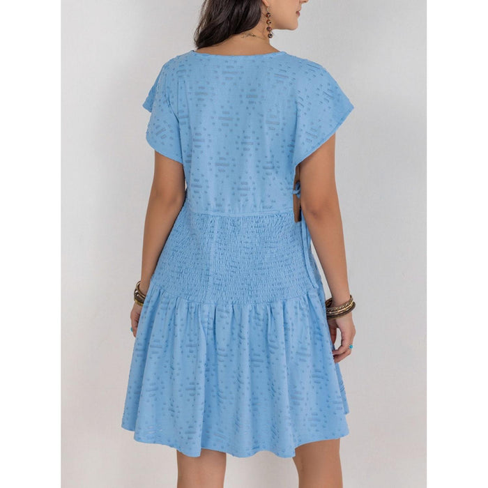 Cutout Surplice Short Sleeve Dress