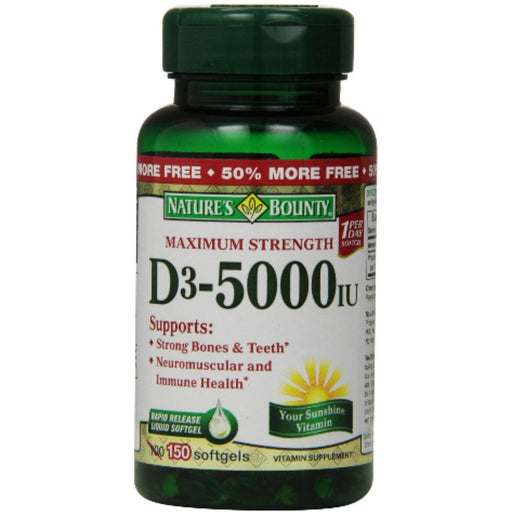 Nature's Bounty Nature's Bounty Immune Health Vitamin D3 Rapid Release Softgels, 125 Mcg Vitamins & Supplements Black