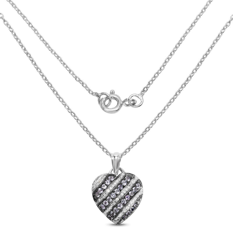 Bids.com 1.30 Carat Genuine Tanzanite and White Topaz .925 Sterling Silver Pendant Pendants