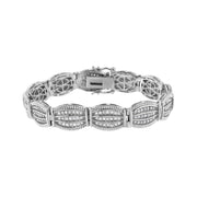 Bids.com .925 Sterling Silver 3.0 Cttw Prong Set Diamond Art Deco Style Tennis Bracelet (I-J Color, I2-I3 Clarity) - 7.25" Bracelets