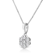 Bids.com 14KT White Gold 1/2 cttw Diamond Floral Cluster Pendant Necklace (HI, SI2-I1) Necklaces