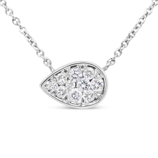 Bids.com 14K White Gold 1/4 Cttw Round Diamond Composite Teardrop Shape 18" Pendant Necklace - (G-H Color, SI2-I1 Clarity) Necklaces