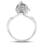 Bids.com 2.79 Carat Genuine Labradorite And White Topaz .925 Sterling Silver Ring Rings