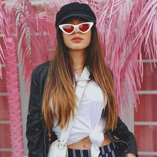 zeroUV Women's Retro Side Angle Cat Eye Color Lens Sunglasses C510 Sunglasses