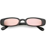 zeroUV Retro 1990's Thin Rectangular Mirrored Lens Sunglasses C548 Sunglasses