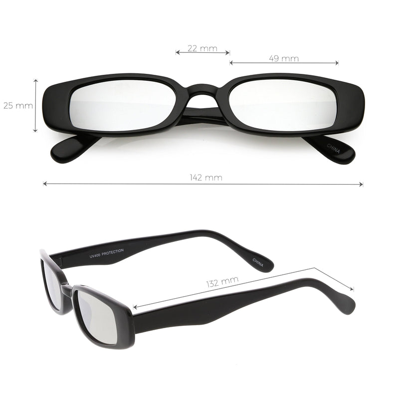 zeroUV Retro 1990's Thin Rectangular Mirrored Lens Sunglasses C548 Sunglasses