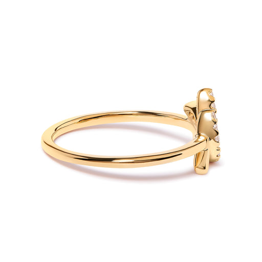 Bids.com 10K Yellow Gold 1/10 Cttw Diamond Leaf and Branch Ring (H-I Color, I1-I2 Clarity) - Ring Size 7 Rings