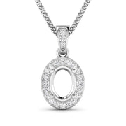 Bids.com 0.18 Carat Genuine White Diamond 14K White Gold Semi Mount Pendant - holds 8x6mm Oval Gemstone Pendants