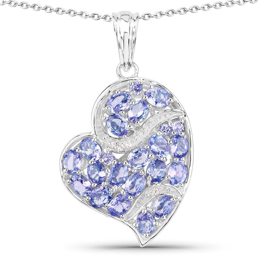 Bids.com 3.40 Carat Genuine Tanzanite and White Topaz .925 Sterling Silver Pendant Pendants White Smoke