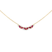 Bids.com 14K Yellow Gold Red Ruby and Diamond Trio Bar Line Necklace (I-J Color, SI2-I1 Clarity) - 18 inch Necklaces