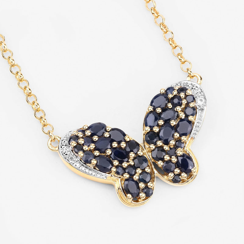 Bids.com 3.83 Carat Genuine Blue Sapphire and White Zircon .925 Sterling Silver Pendant Pendants