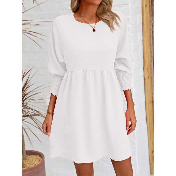 Round Neck Lantern Sleeve Mini Dress