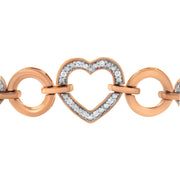 Bids.com 10K Rose Gold over .925 Sterling Silver 1/10 Cttw Round-Cut Diamond Heart Link Adjustable Bolo Bracelet (H-I Color, I2-I3 Clarity) - 6"-9" Adjustable Bracelets