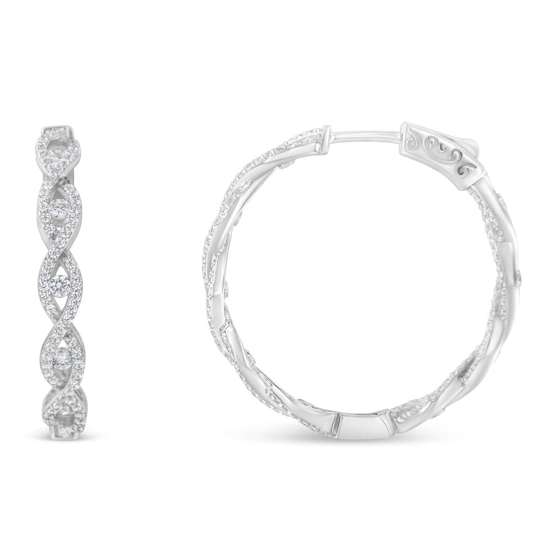 Bids.com 10K White Gold Diamond Hoop Earrings (1 1/2 cttw, H-I Color, I1-I2 Clarity) Earrings
