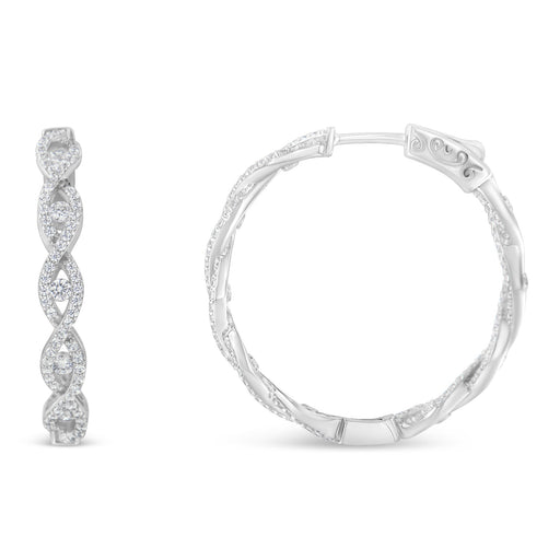Bids.com 10K White Gold Diamond Hoop Earrings (1 1/2 cttw, H-I Color, I1-I2 Clarity) Earrings