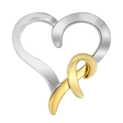 Bids.com .925 Sterling Silver and 14K Yellow Gold Two-Tone Heart Shaped Pendant Necklace Necklaces