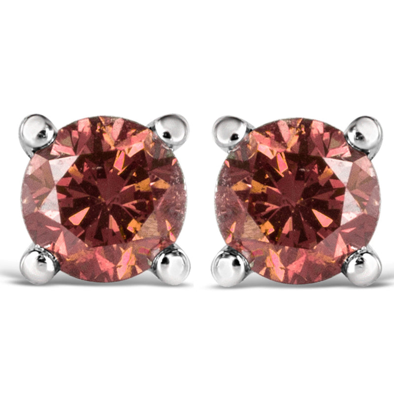 Bids.com 10K White Gold 1/2 Cttw Lab Created Round Brilliant Cut Pink Diamond Classic 4-Prong Solitaire Stud Earrings (Fancy Pink Color, VVS2-VS1 Clarity) Earrings