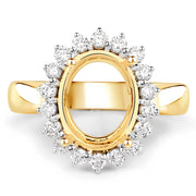 Bids.com 0.54 Carat Genuine White Diamond 14K Yellow Gold Semi Mount Ring - holds 11x9mm Oval Gemstone Rings