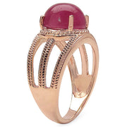 Bids.com 14K Rose Gold Plated 6.55 Carat Genuine Glass Filled Ruby .925 Sterling Silver Ring Rings