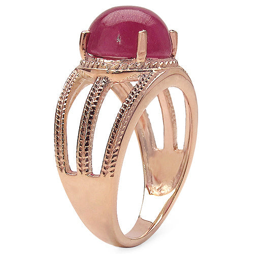 Bids.com 14K Rose Gold Plated 6.55 Carat Genuine Glass Filled Ruby .925 Sterling Silver Ring Rings