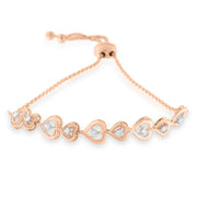 Bids.com Rose Plated Sterling Silver Diamond Heart-Linked Bolo Bracelet (0.30 cttw, H-I Color, I2-I3 Clarity) Bracelets