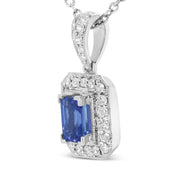 Bids.com 18K White Gold 1/4 Cttw Round Diamond and 6x4mm Purple Tanzanite Halo 18" Pendant Necklace (H-I Color, VS1-VS2 Clarity) Necklaces