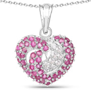 Bids.com 2.65 Carat Genuine Ruby and White Sapphire .925 Sterling Silver Pendant Pendants