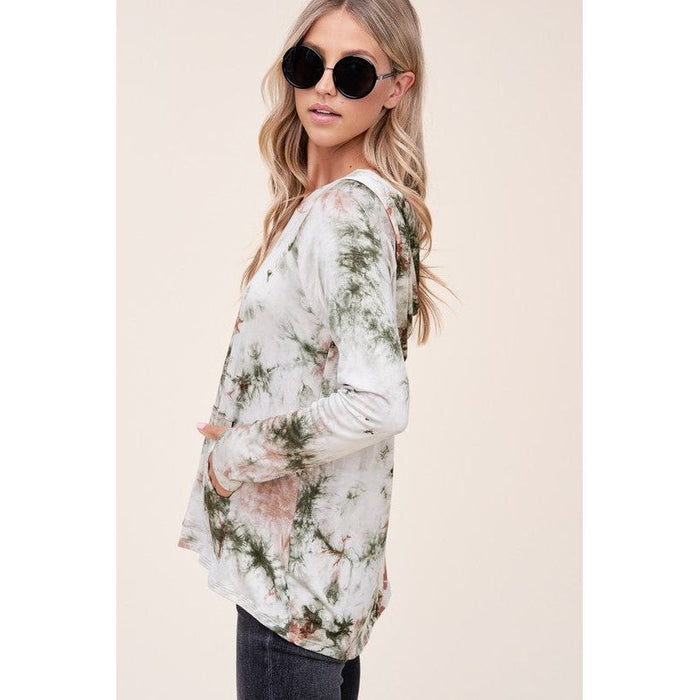 TIE DYE HOODIE HIGH LOW PLUS TOP