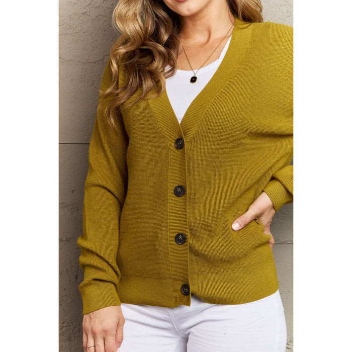 Zenana Kiss Me Tonight Button Down Cardigan in Chartreuse