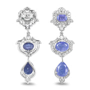 Bids.com 7.73 Carat Genuine Tanzanite and White Topaz .925 Sterling Silver Earrings Earrings