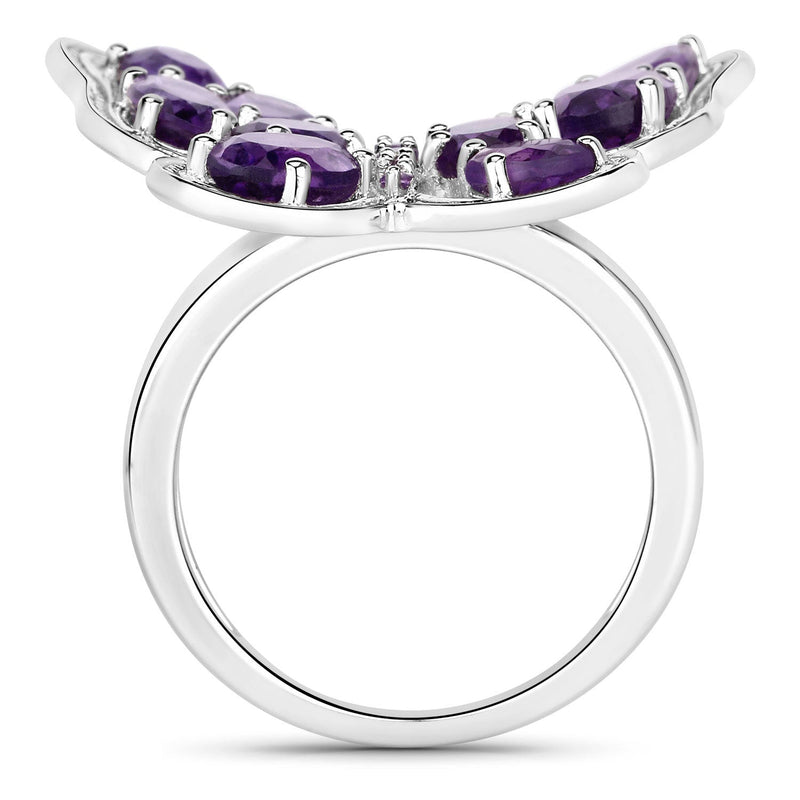 Bids.com 4.32 Carat Genuine Amethyst .925 Sterling Silver Ring Rings