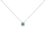Bids.com 14K White Gold 3.8 MM Green Emerald and 1/3 Cttw Diamond Composite Halo 18" Pendant Necklace (F-G Color, VS2-SI1 Clarity) Necklaces