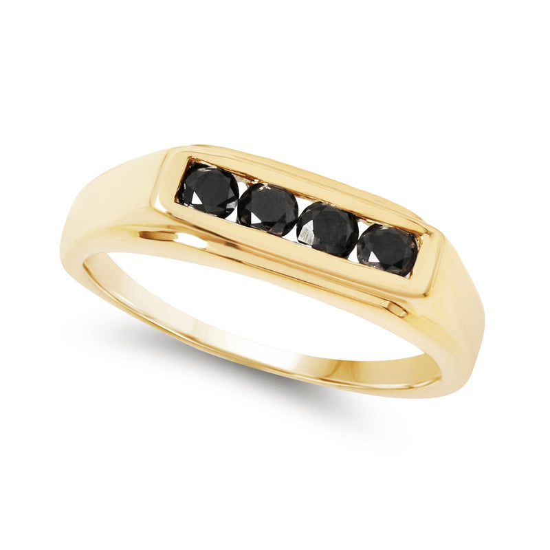 Bids.com 14K Yellow Gold Plated 0.48 Carat Genuine Black Diamond .925 Sterling Silver Ring Rings