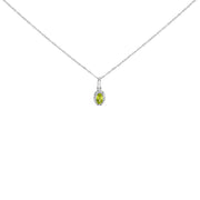 Bids.com 10K White Gold 5x3mm Green Emerald and Diamond Accent Halo Oval Shape 18" Pendant Necklace (I-J Color, I1-I2 Clarity) Necklaces