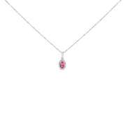 Bids.com 10K White Gold 5x3mm Green Emerald and Diamond Accent Halo Oval Shape 18" Pendant Necklace (I-J Color, I1-I2 Clarity) Necklaces