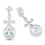 Bids.com 4.42 Carat Genuine Aquamarine and White Zircon .925 Sterling Silver Earrings Earrings