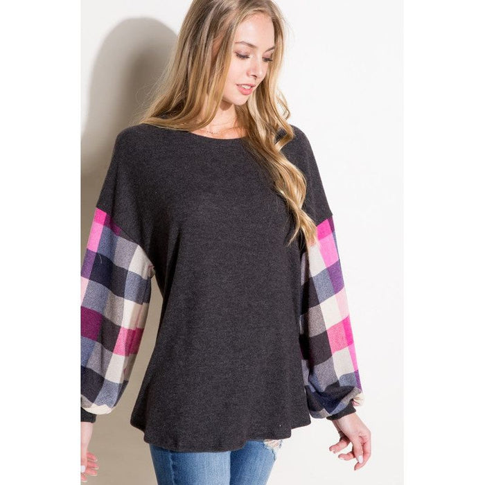 Multi Plaid Mixed Top