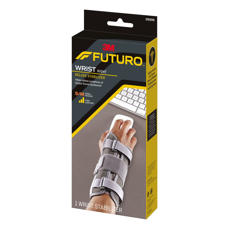 Futuro FUTURO Deluxe Wrist Stabilizer - Firm Support for Right Hand, Small/Medium - Grey Supports & Braces