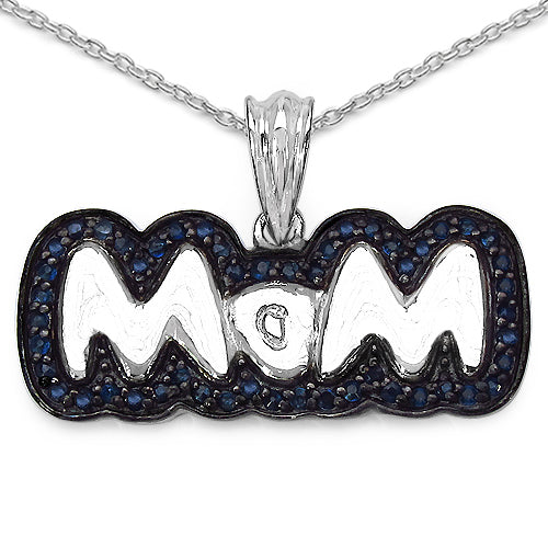 Bids.com 1.02 Carat Genuine Blue Sapphire .925 Sterling Silver Pendant Pendants