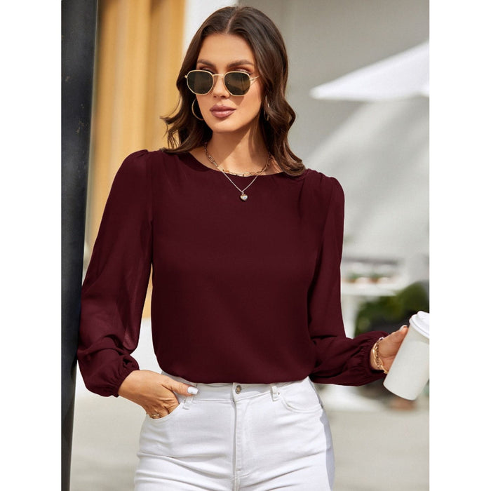 Round Neck Long Sleeve Blouse