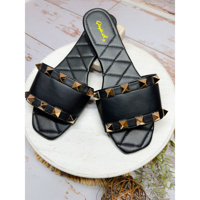 Sutton Studded Sandal in Black