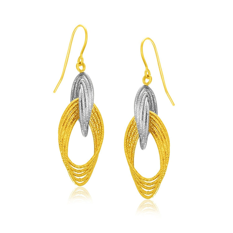 Bids.com 14k Two-Tone Gold Interlaced Multiple Row Earrings Earrings