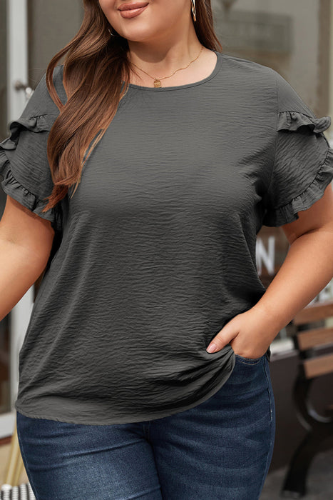 Ruffled Short Sleeve Plus Size Top